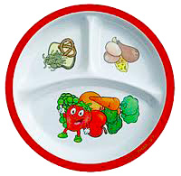 one children's plastic dinner plate divided into three sections